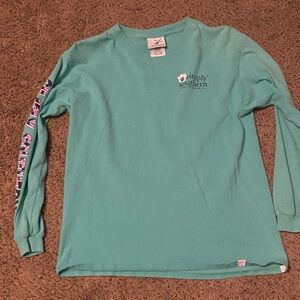 Girls Simply Southern Aqua Long Sleeve Tee